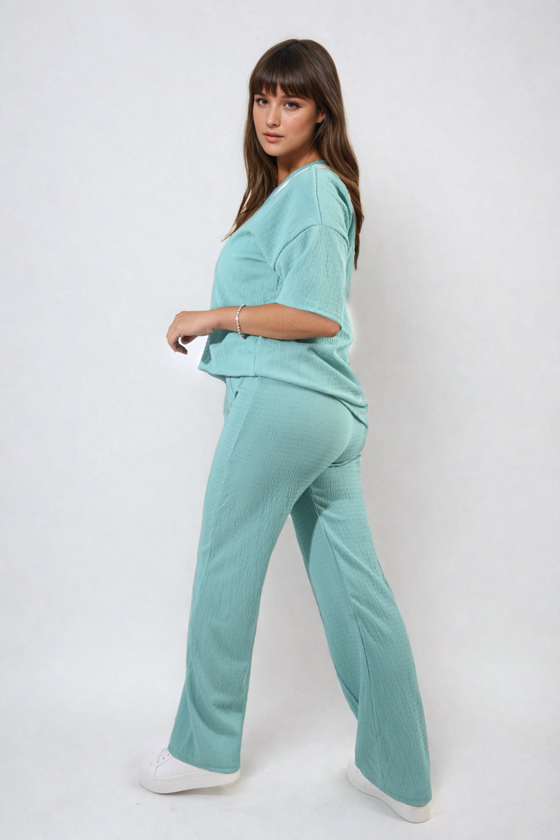 Cheesecloth Pattern Top and Trouser Co-ord Set