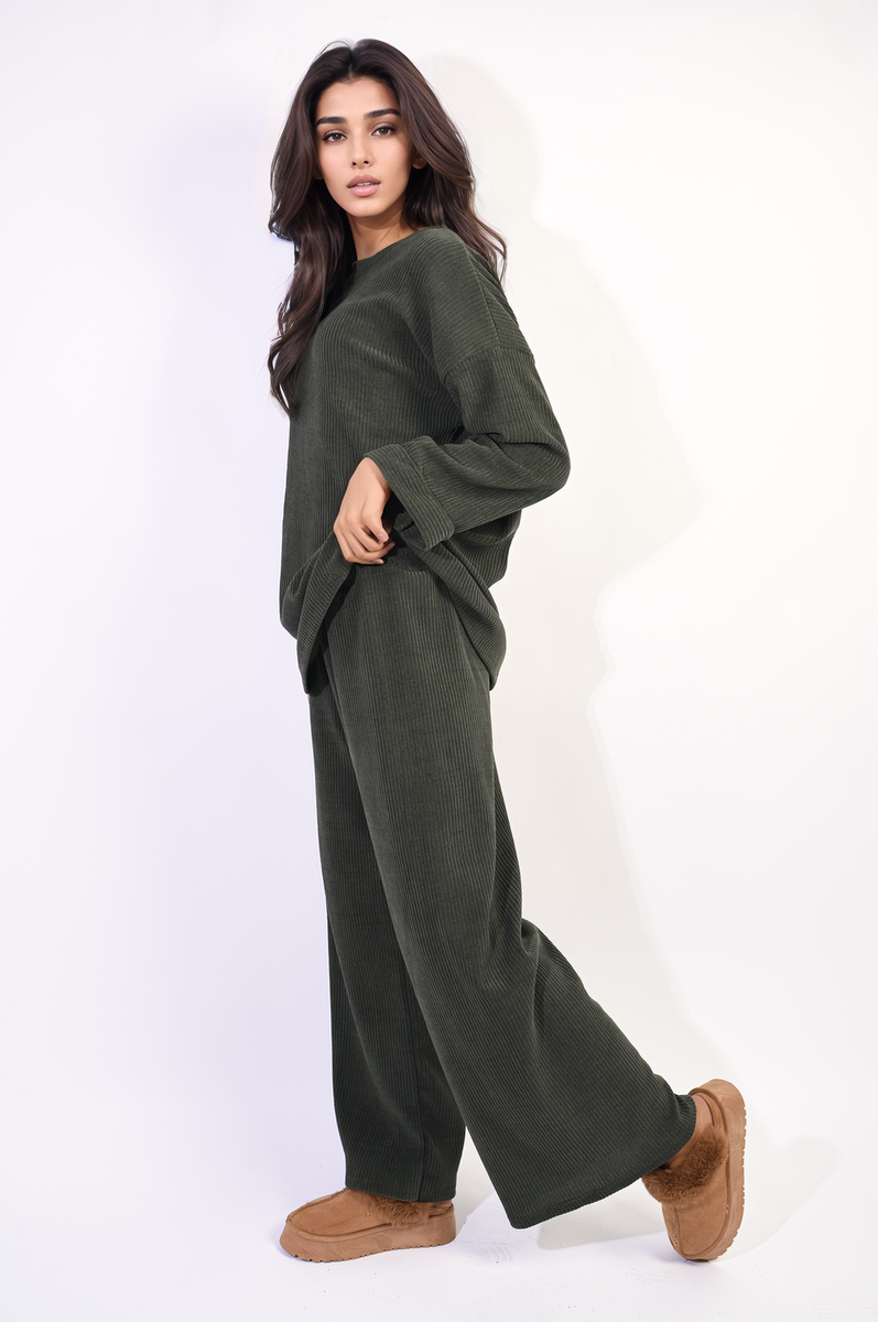 Metallic Long Sleeve Top And Wide Leg Trouser Co-ord