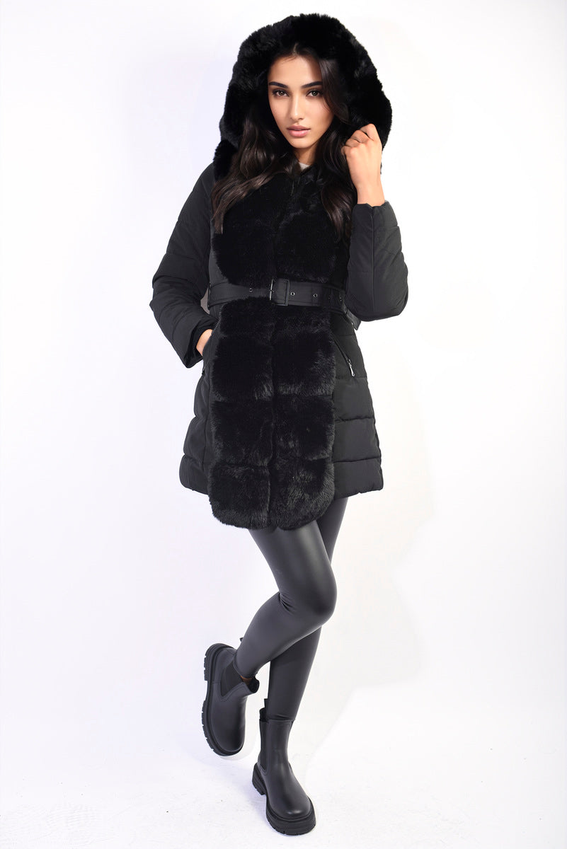 Bridget Padded Faux Fur Trim Longline Coat