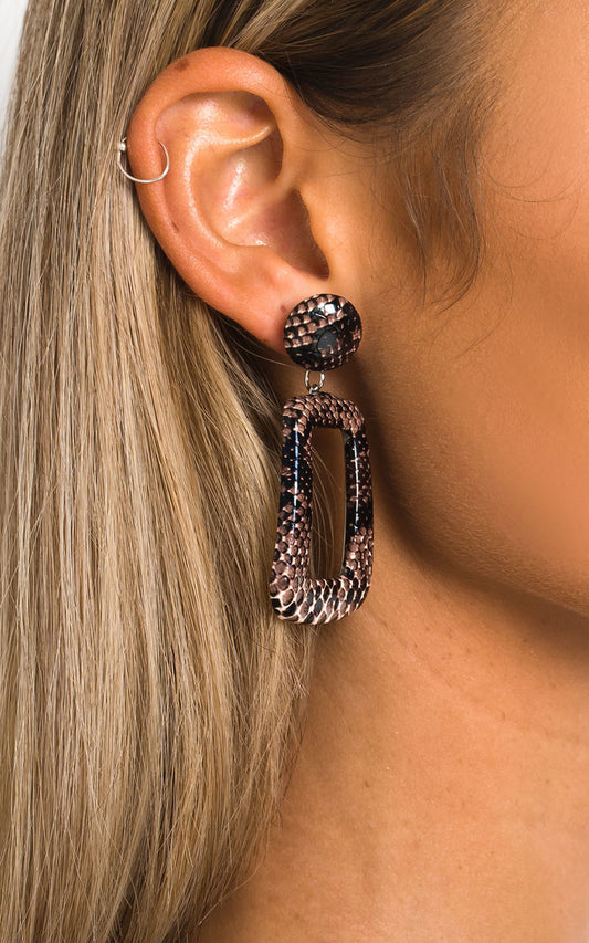 Statement Drop Croc Print Earrings