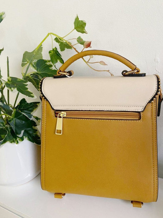 Faux Leather Gold Detail Shoulder Bag