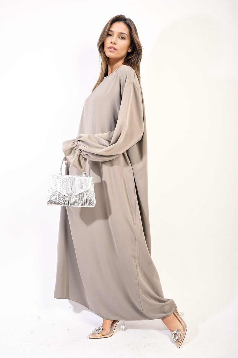 Abaya Maxi Dress with Elastic Sleeve