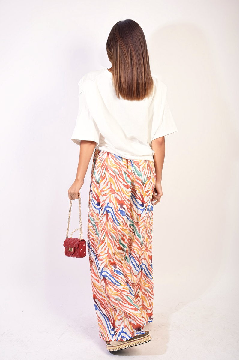 Pleated Wide Leg And Elastic Waist Trousers