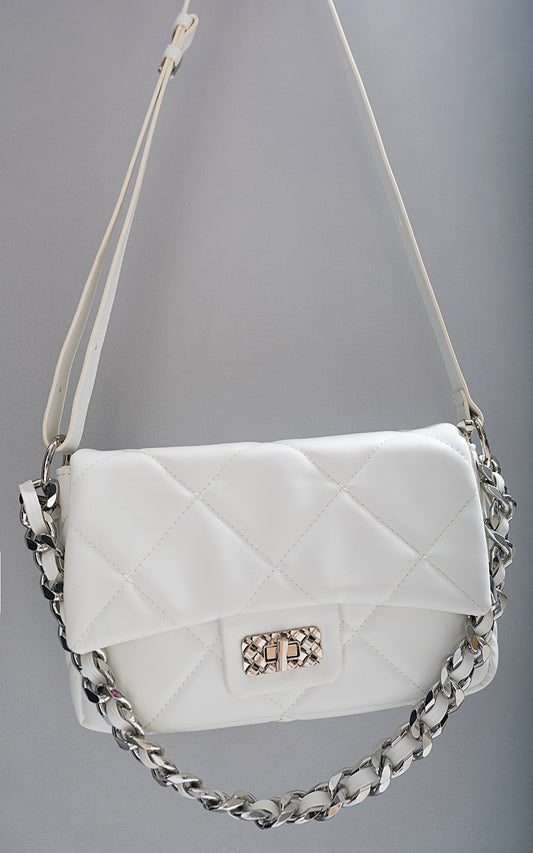 Quilted Crossbody Bag with Chain Strap