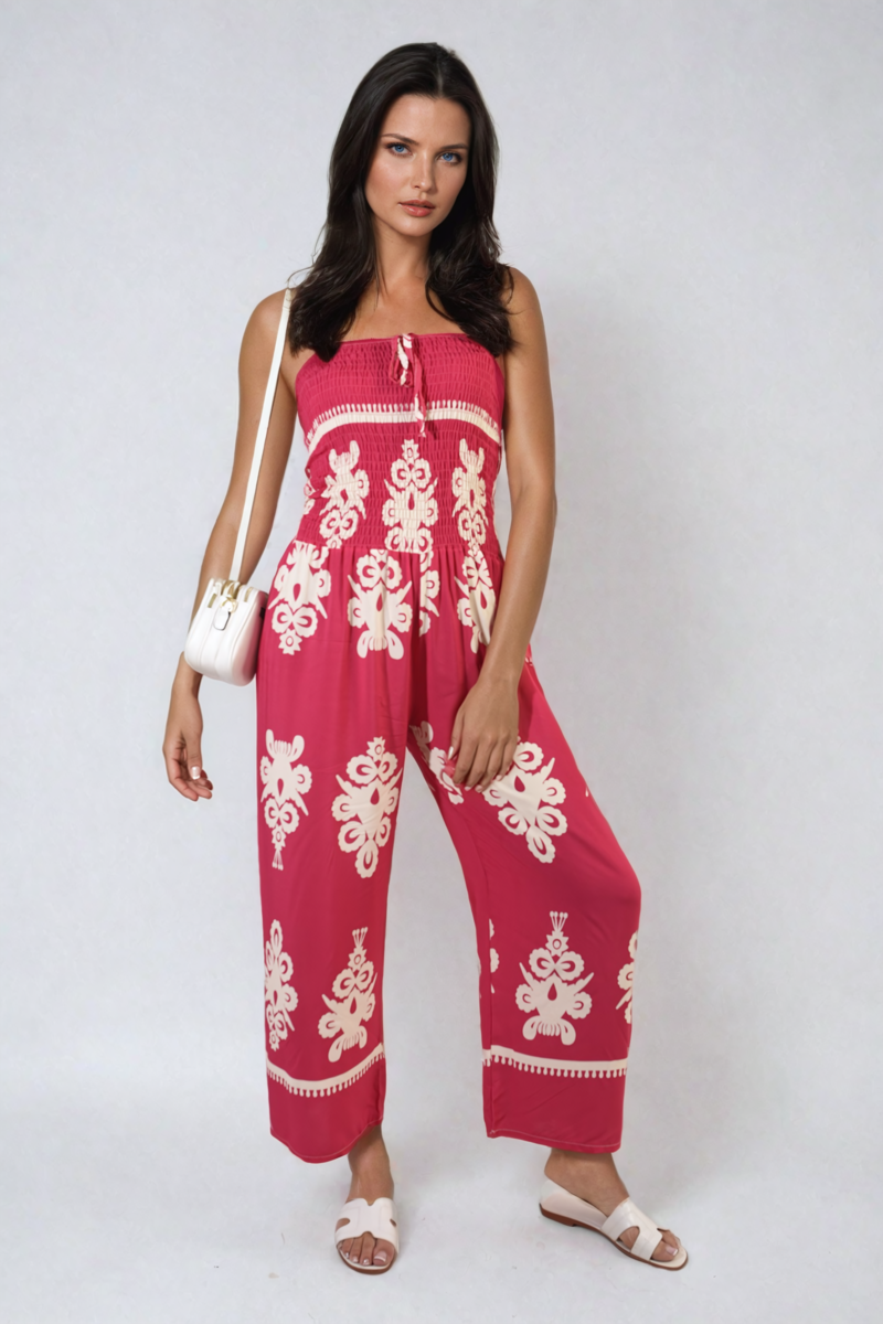 Printed Strapless Jumpsuit