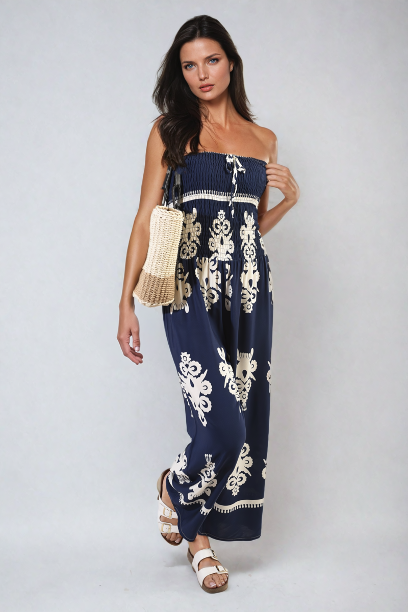 Printed Strapless Jumpsuit