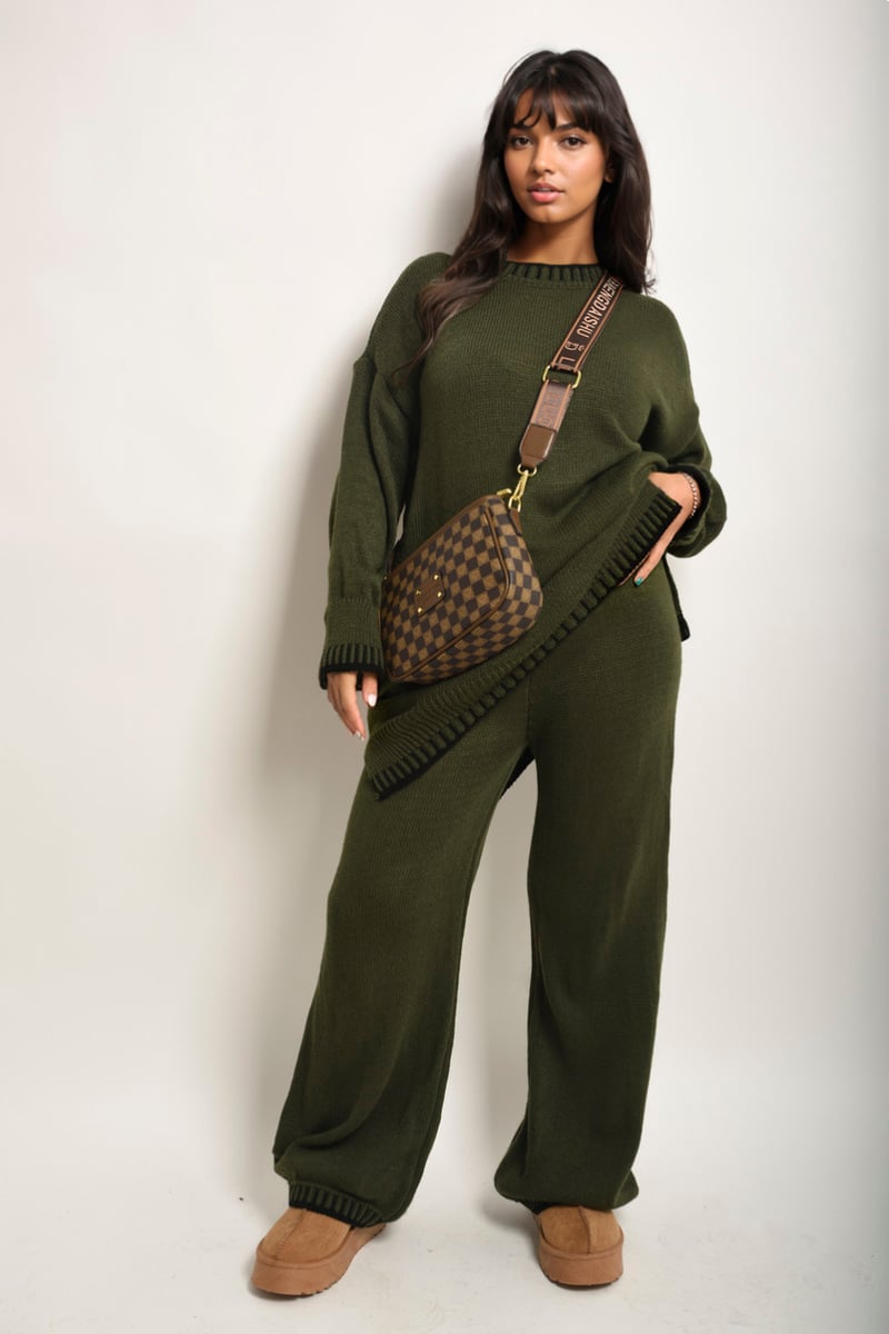 Knitted Co-ord Set With Blanket Stitch Detail