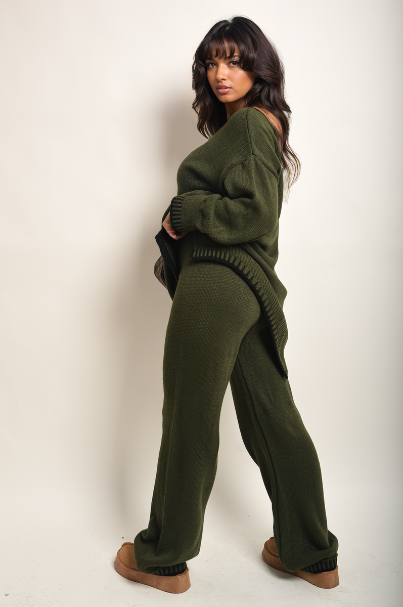 Knitted Co-ord Set With Blanket Stitch Detail