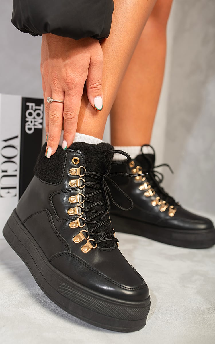 Jillian Leather Lace Up Front Platform Boots