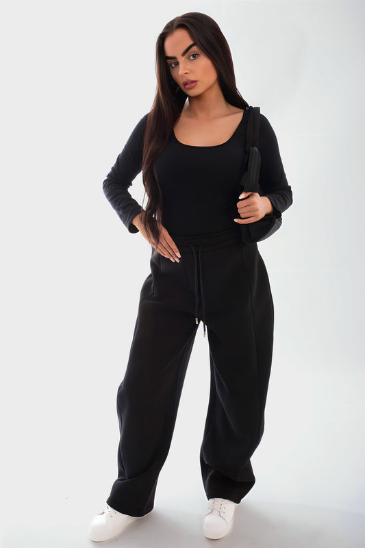 Drawstring Elastic Wide Leg Jogger