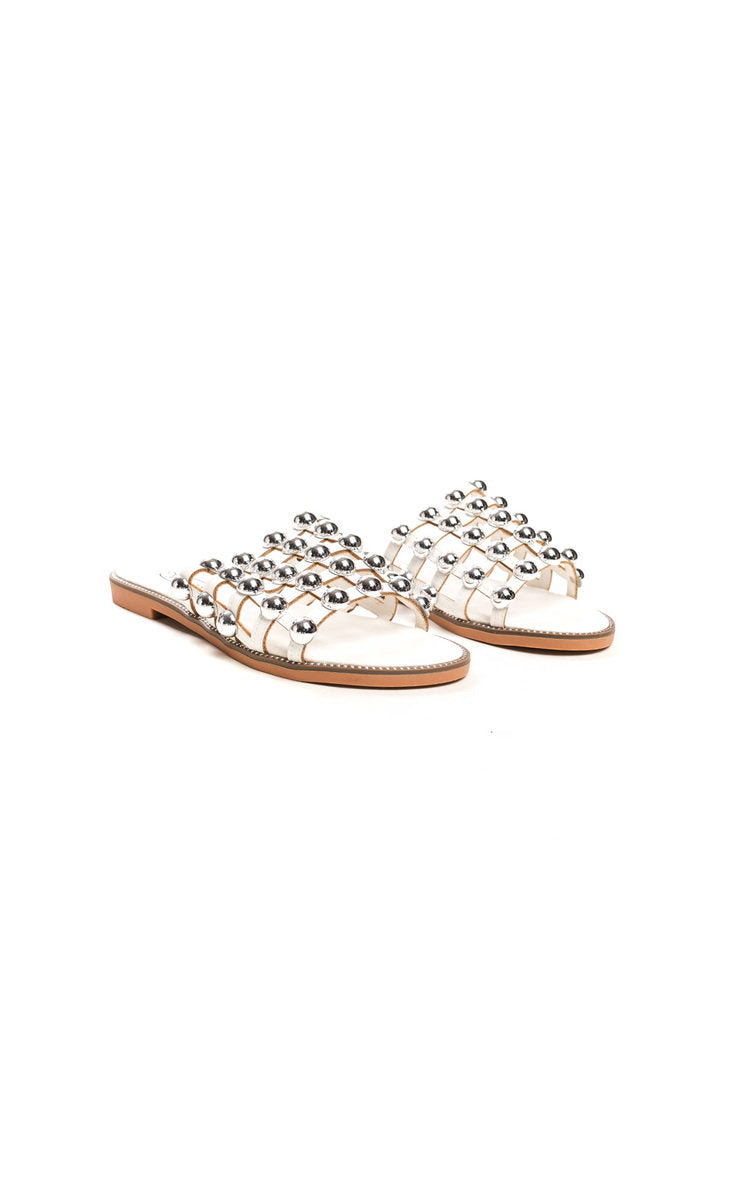 Studded Caged Open Toe Sliders