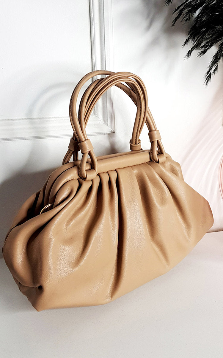 Faux Leather Bag with Handle Detail