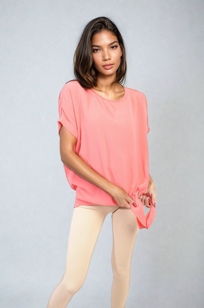 Short Sleeve Tie Front Top