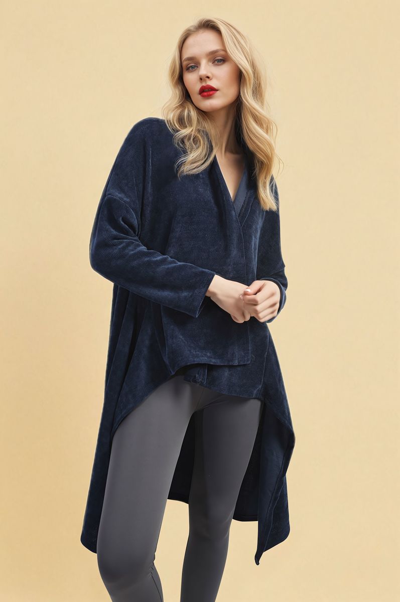 Open Front Long Back Knitted Cardigan