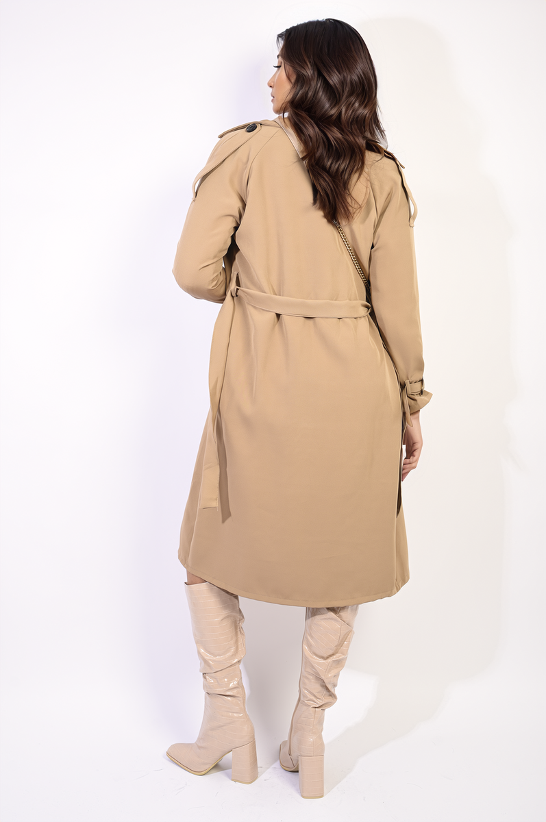 Millie Waist Tie Button Detailed Trench Coat