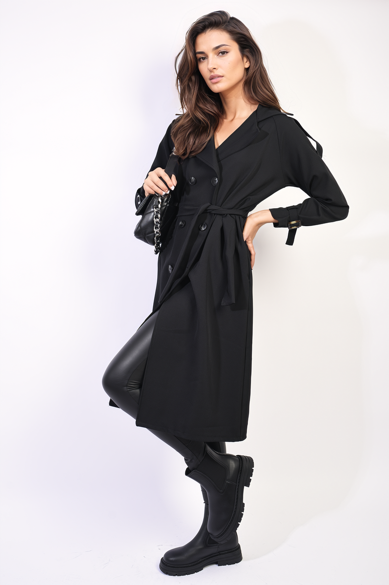 Millie Waist Tie Button Detailed Trench Coat