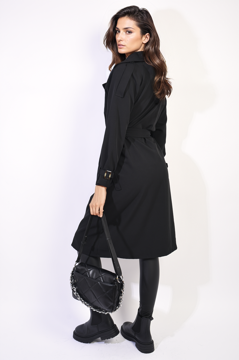 Millie Waist Tie Button Detailed Trench Coat