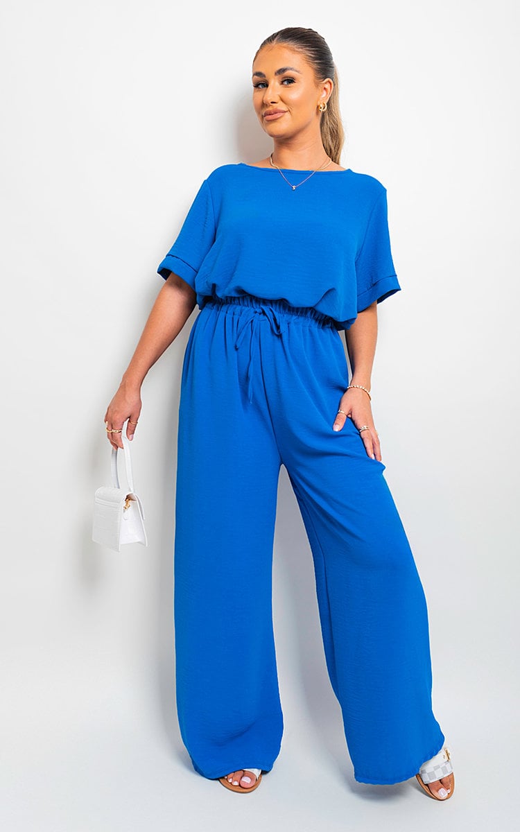 Drawstring Gathered Waist Wide Leg Trouser