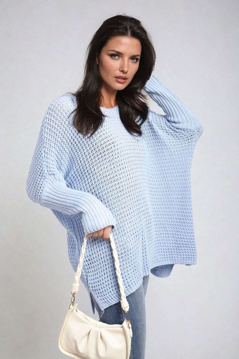 Long Back Knitted Long Sleeve Jumper