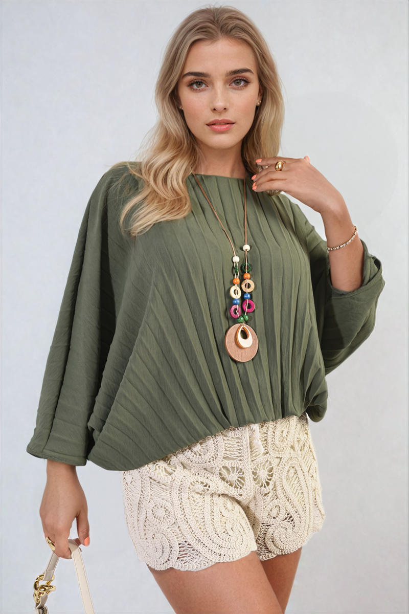 Batwing Oversized Pleated Top