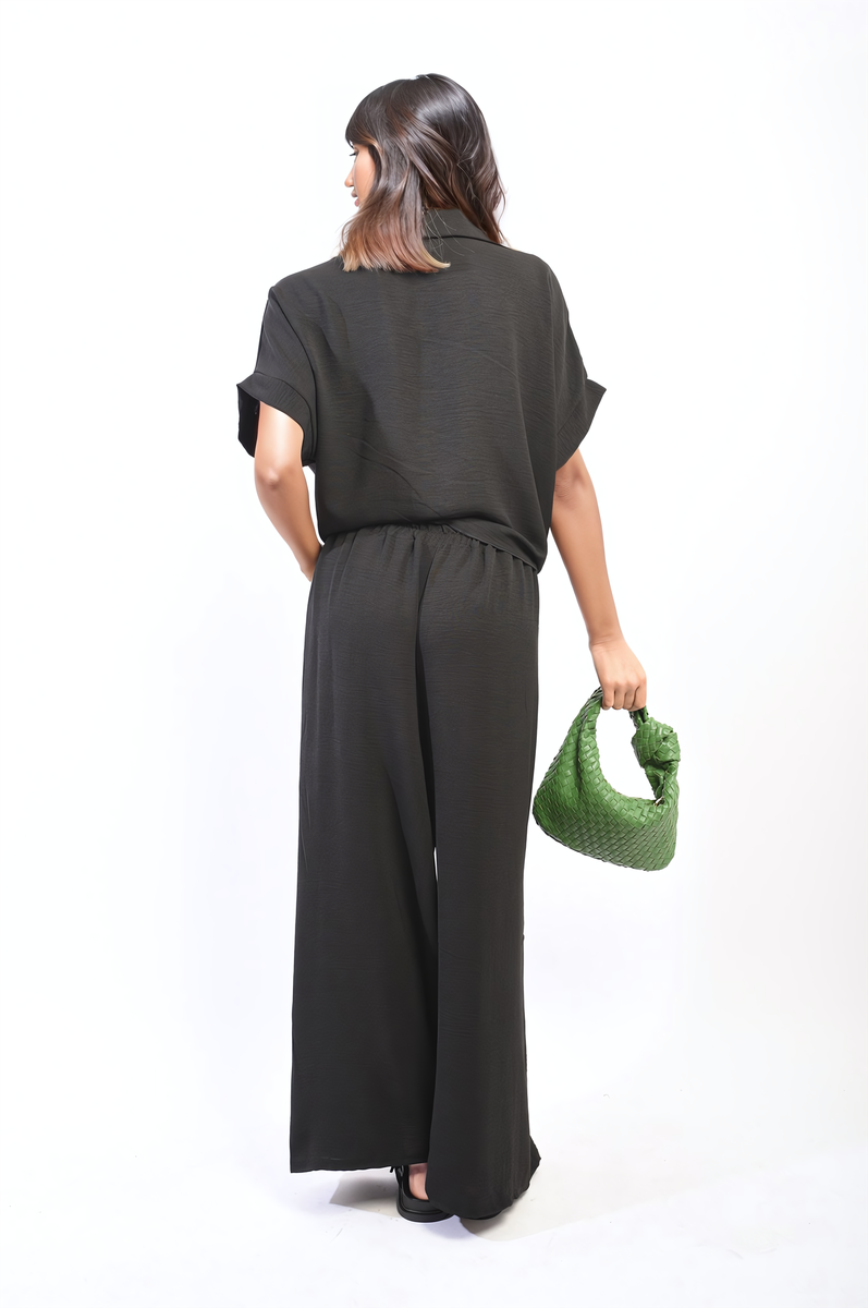 Tie Front Top and Wide Leg Pants Co-ord Set