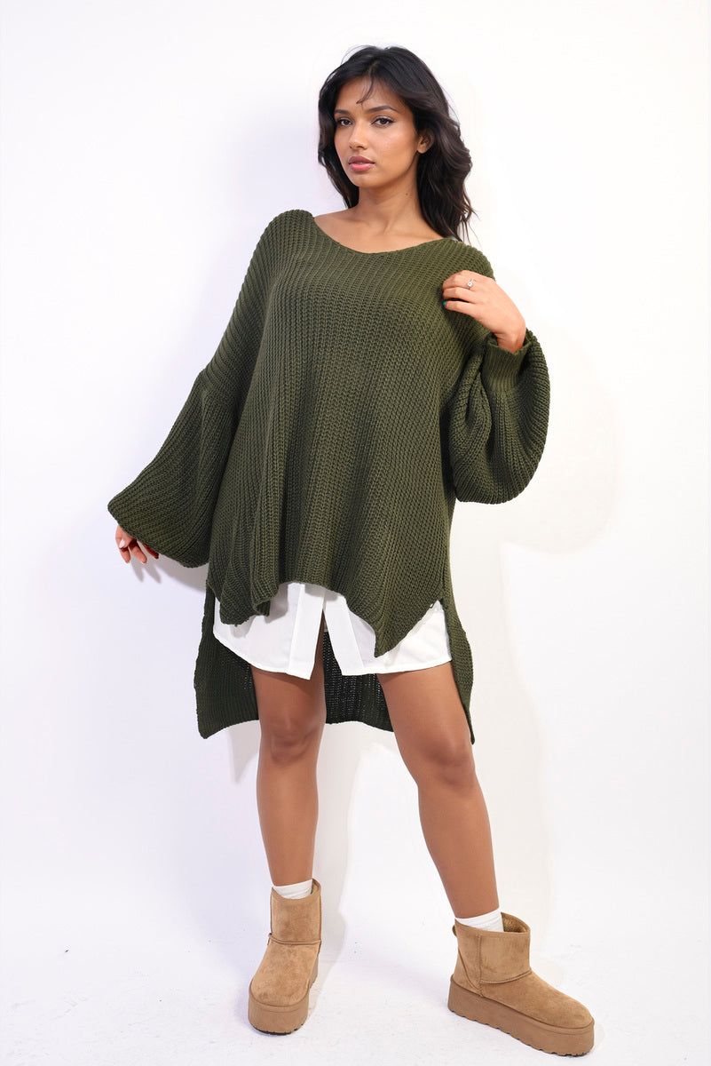 Oversized Long Back Knitted Mini Dress