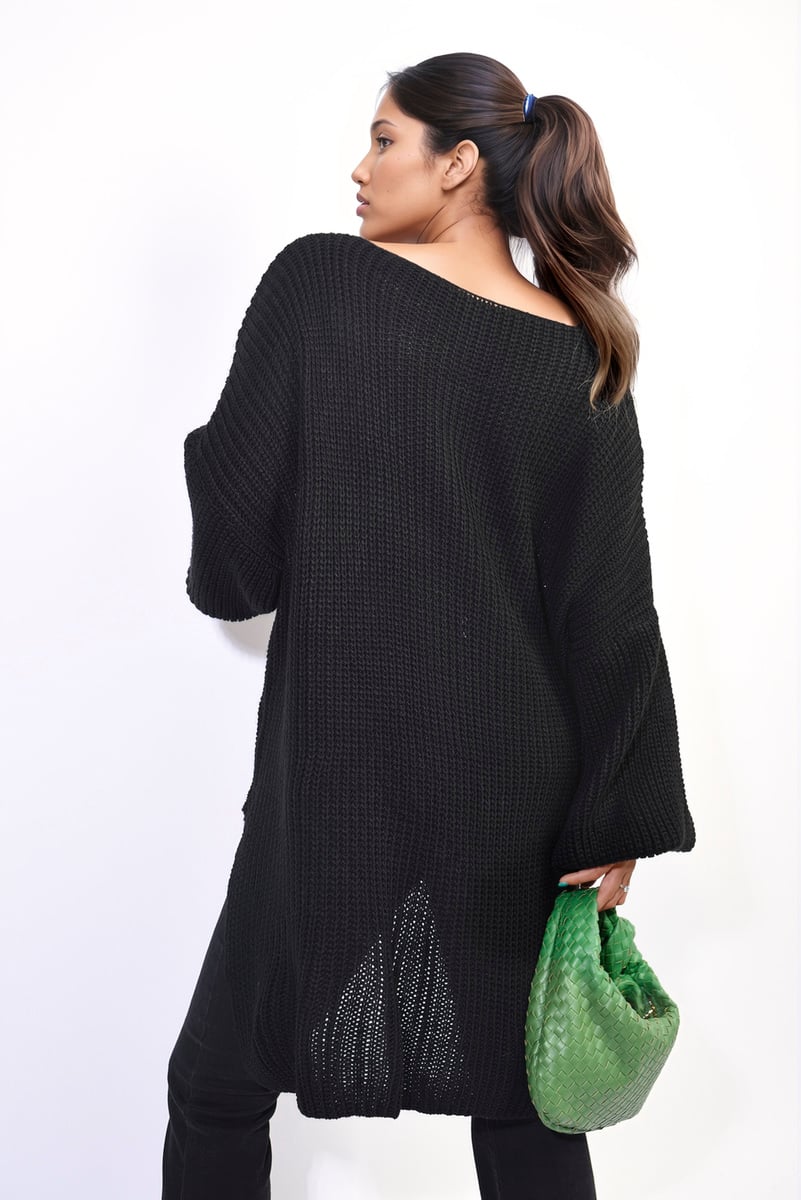 Oversized Long Back Knitted Mini Dress