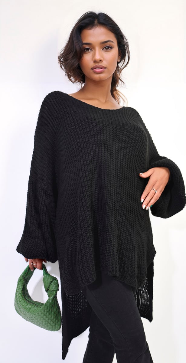 Oversized Long Back Knitted Mini Dress