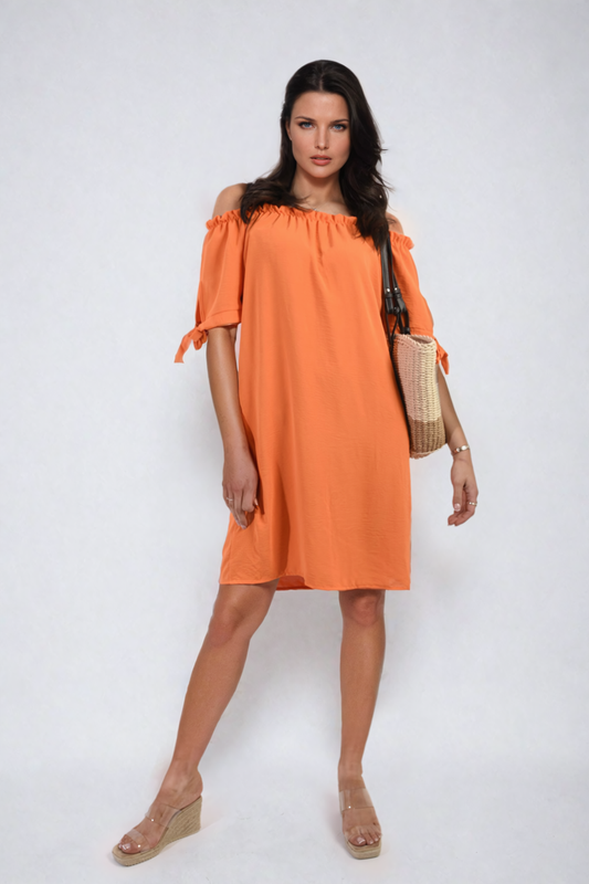 Knot Cuff Off Shoulder Mini Dress