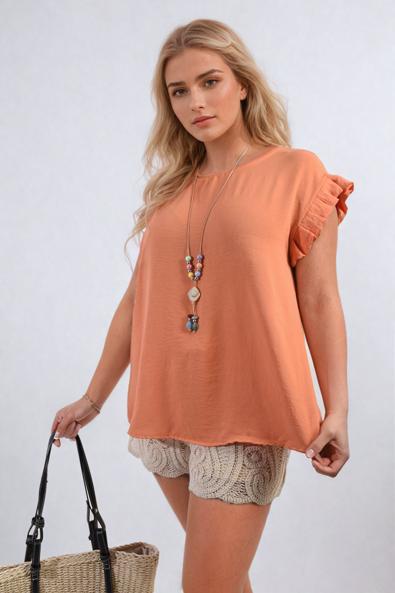 Ruffle Trim Sleeve Top