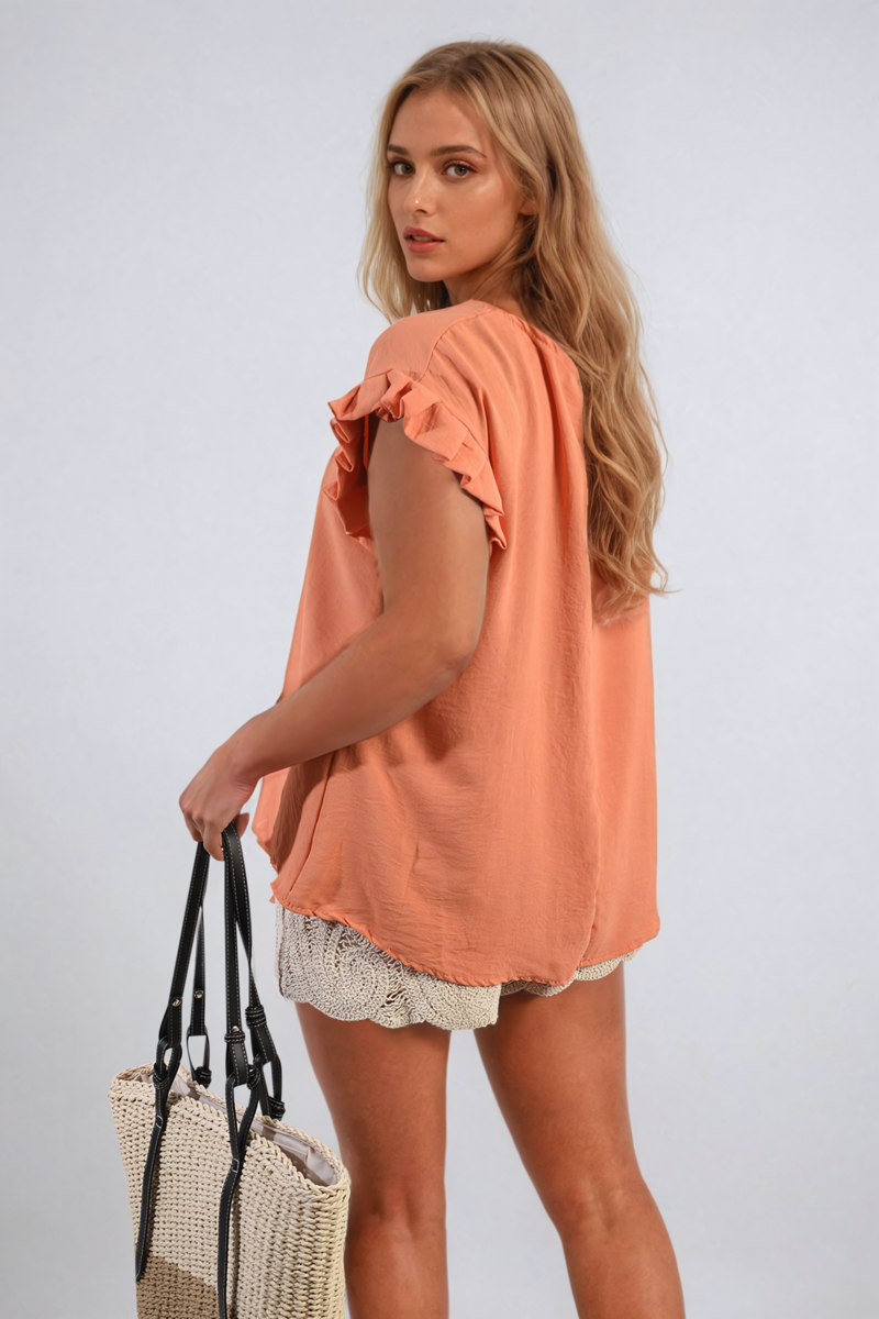 Ruffle Trim Sleeve Top