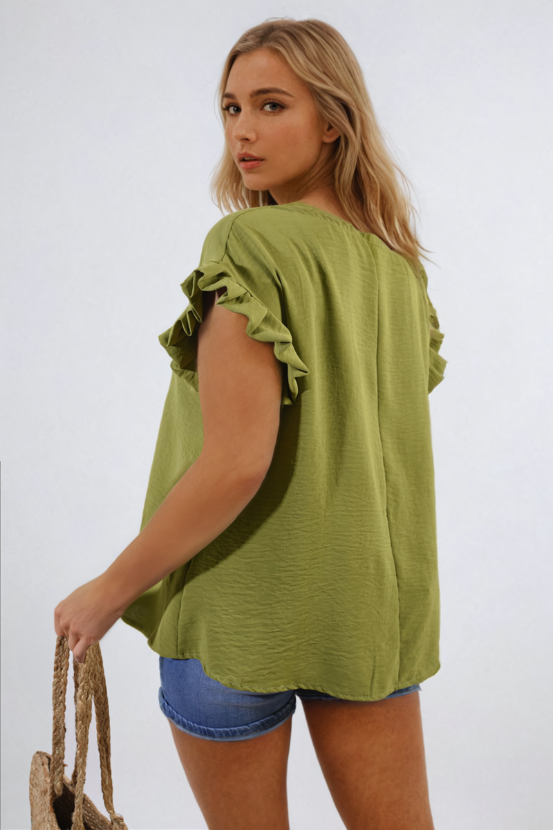 Ruffle Trim Sleeve Top